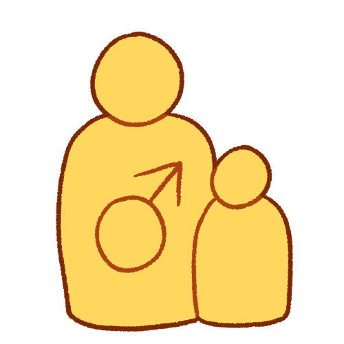 A simple emoji yellow figure, with a smaller emoji yellow figure on the right side of them.